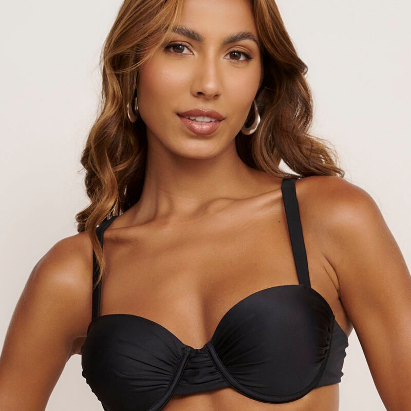 Top Bustiê Meia Taça Preto Belles