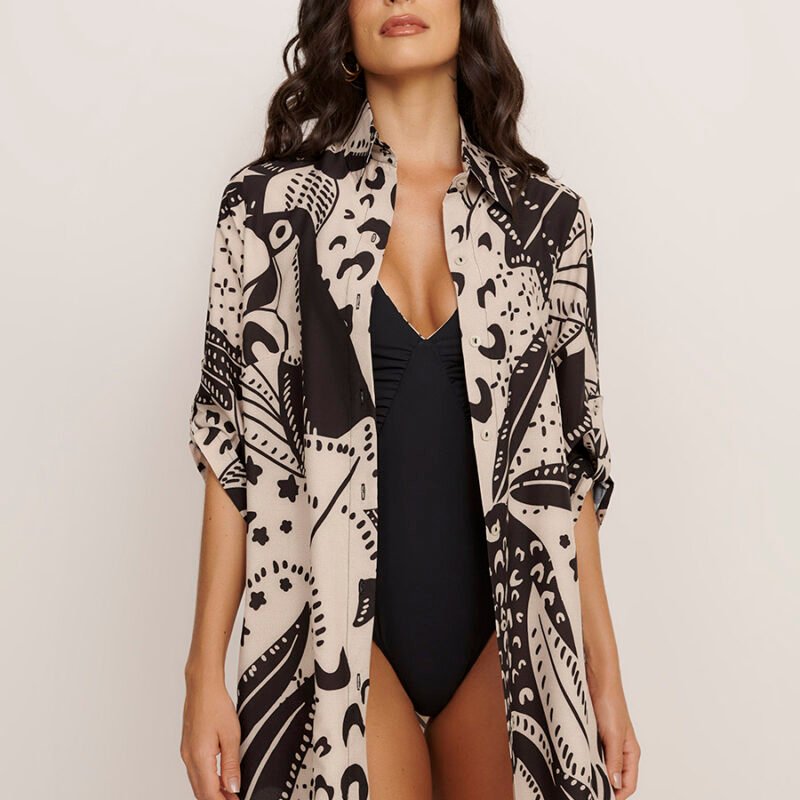 Chemise Curta Mangas 3/4 Estampa Fauna